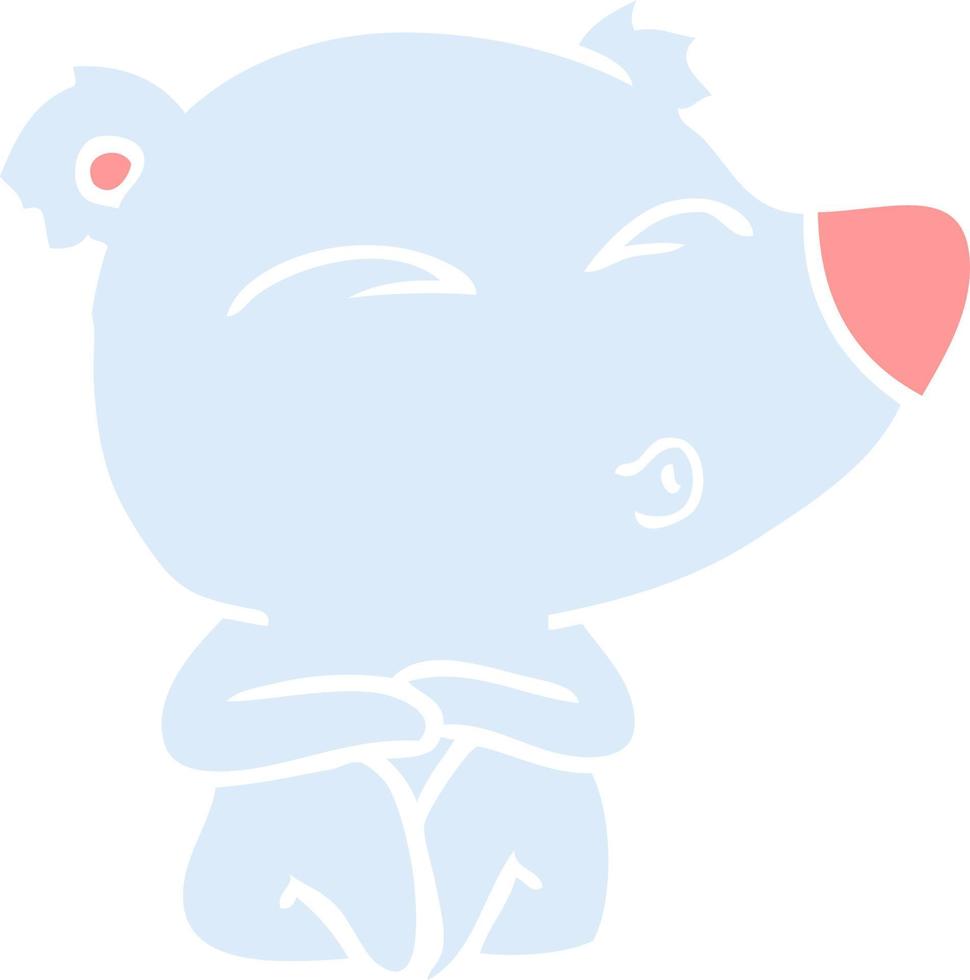 flat color style cartoon whistling bear vector