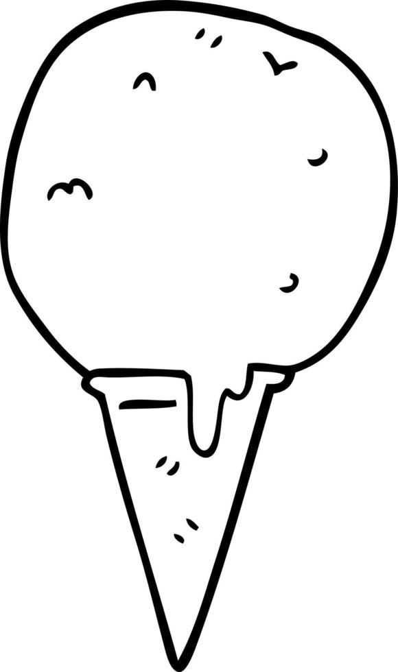 cono de helado de dibujos animados de dibujo lineal vector