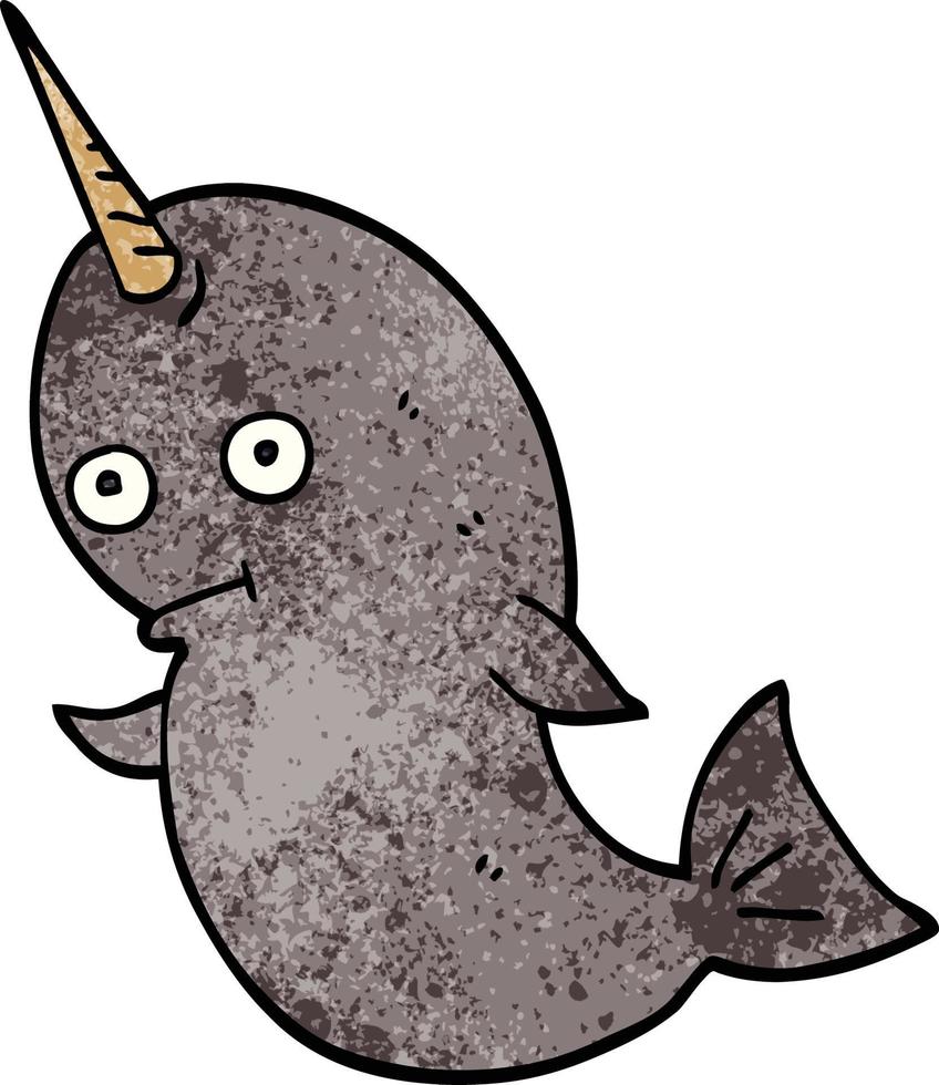 cartoon doodle narwhal vector