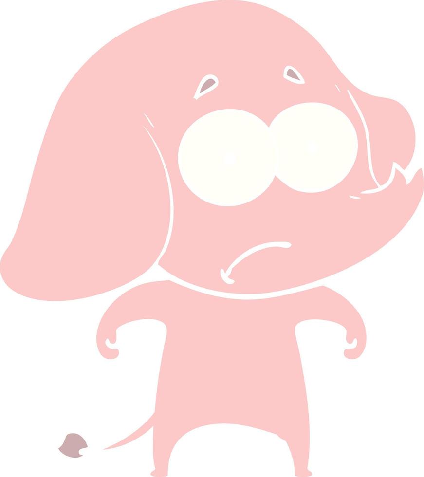 flat color style cartoon unsure elephant vector