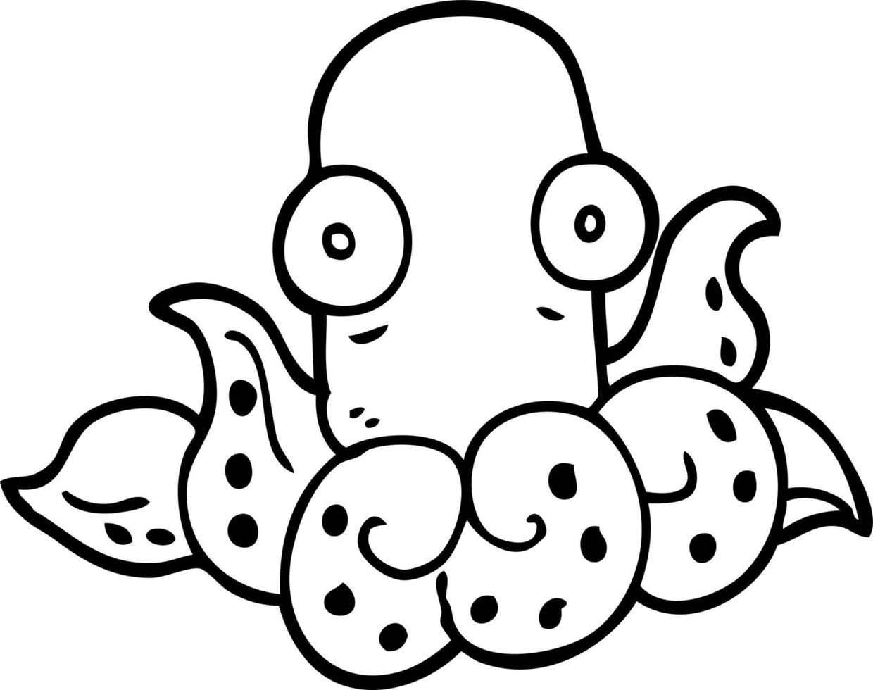 line drawing cartoon funny octopus vector