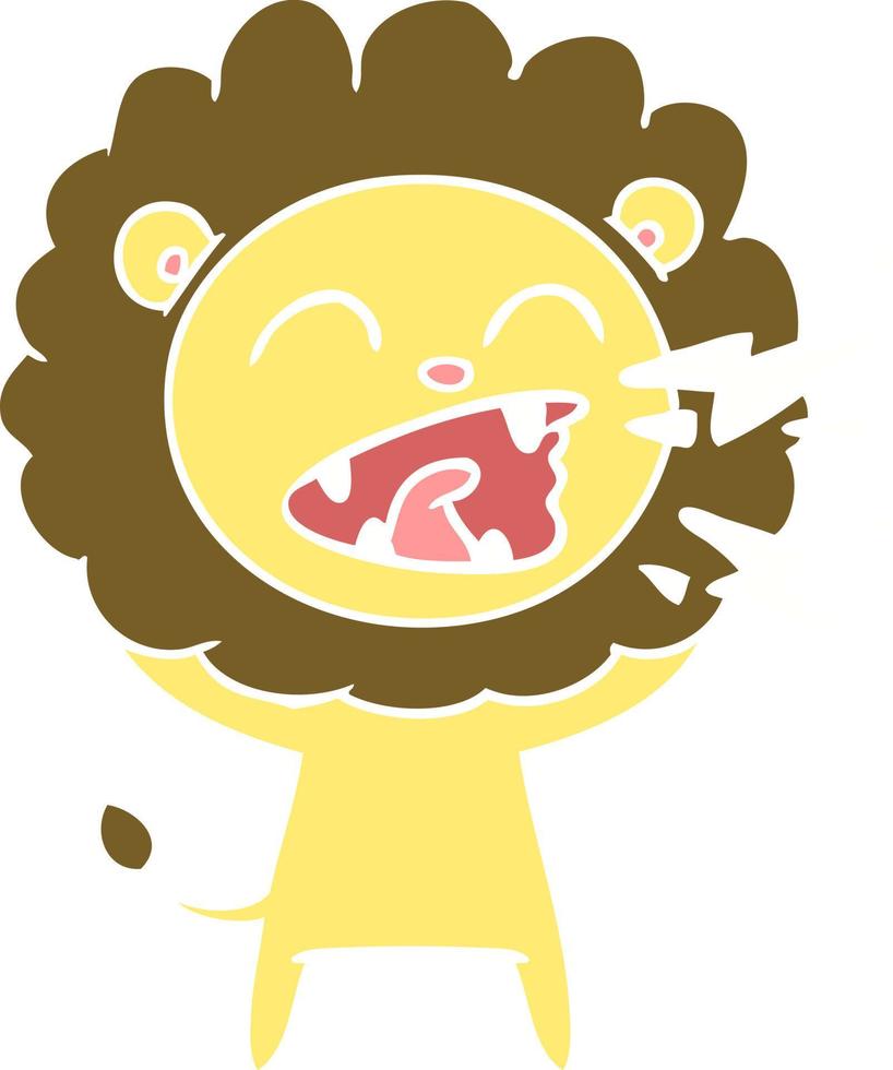 flat color style cartoon roaring lion vector