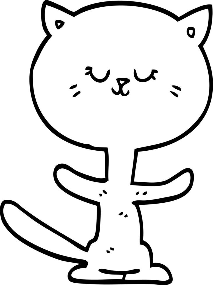 line drawing cartoon dancing cat vector