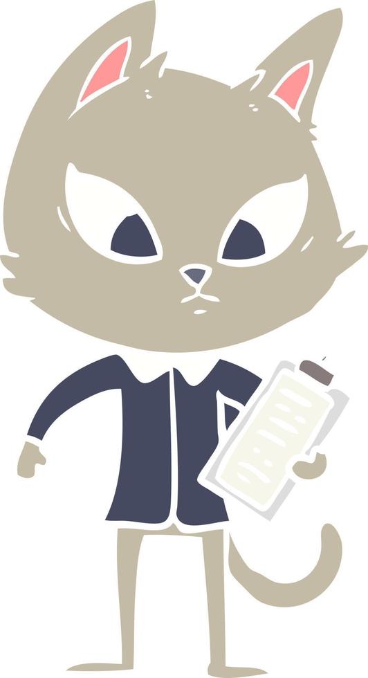 confused flat color style cartoon business cat vector