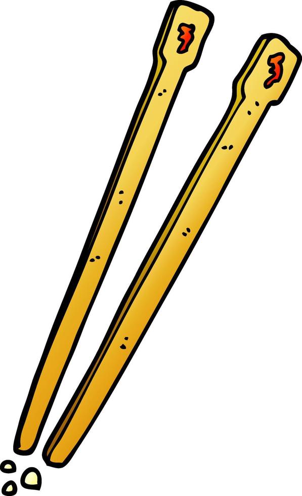 cartoon doodle chop sticks vector