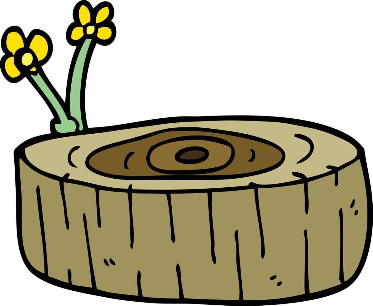 cartoon doodle tree log vector