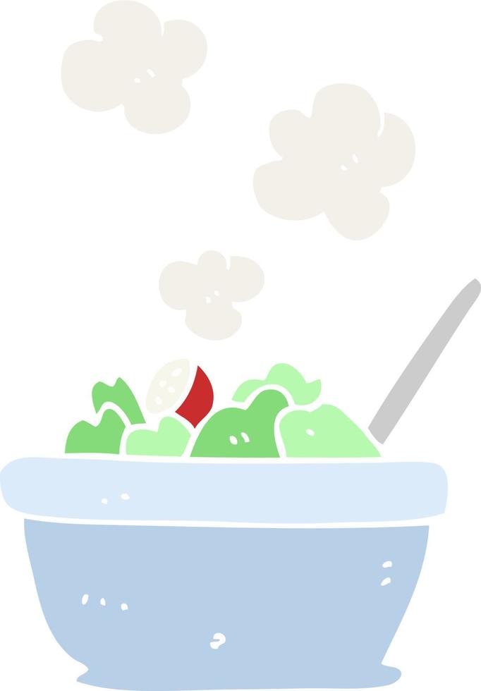 flat color illustration of a cartoon salad vector