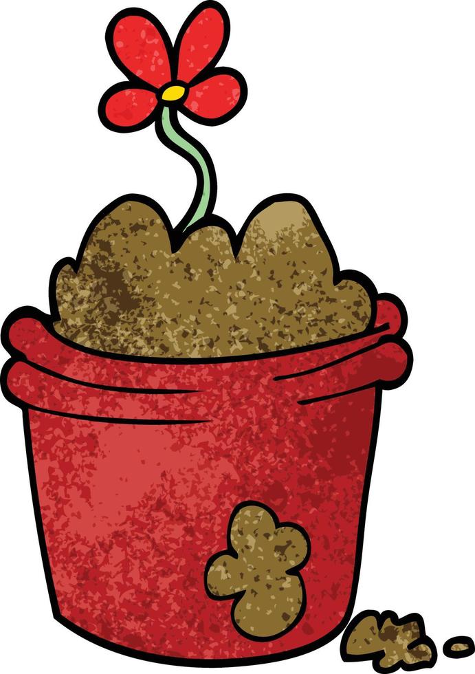 cartoon doodle flower pot vector