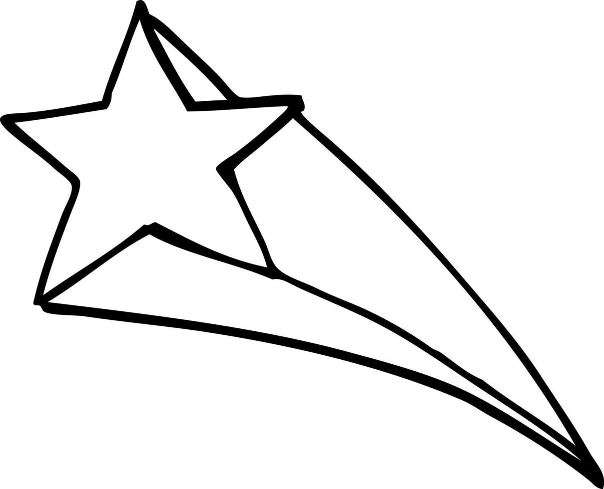 estrella fugaz de dibujos animados de dibujo lineal vector