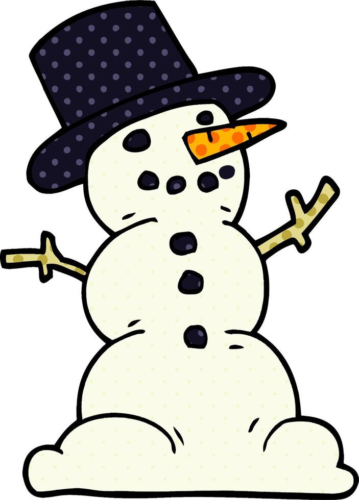 cartoon doodle traditional snowman vector