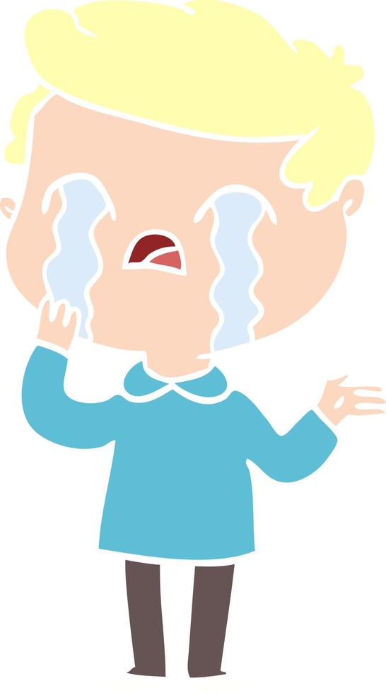 flat color style cartoon man crying vector