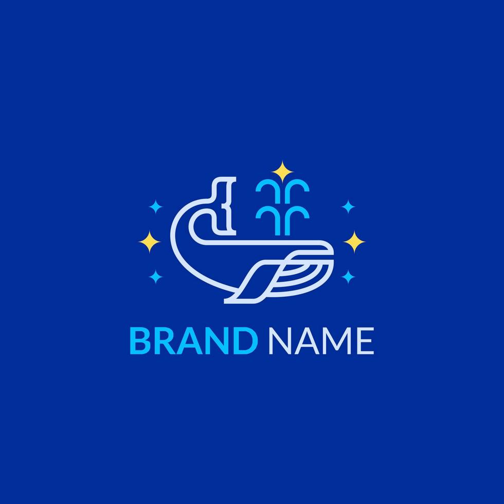 simple modern line template design of heraldic whale with water splash logo vector