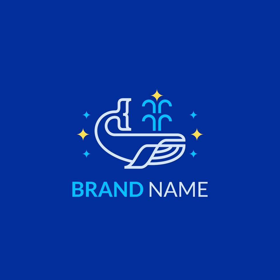 simple modern line template design of heraldic whale with water splash logo vector
