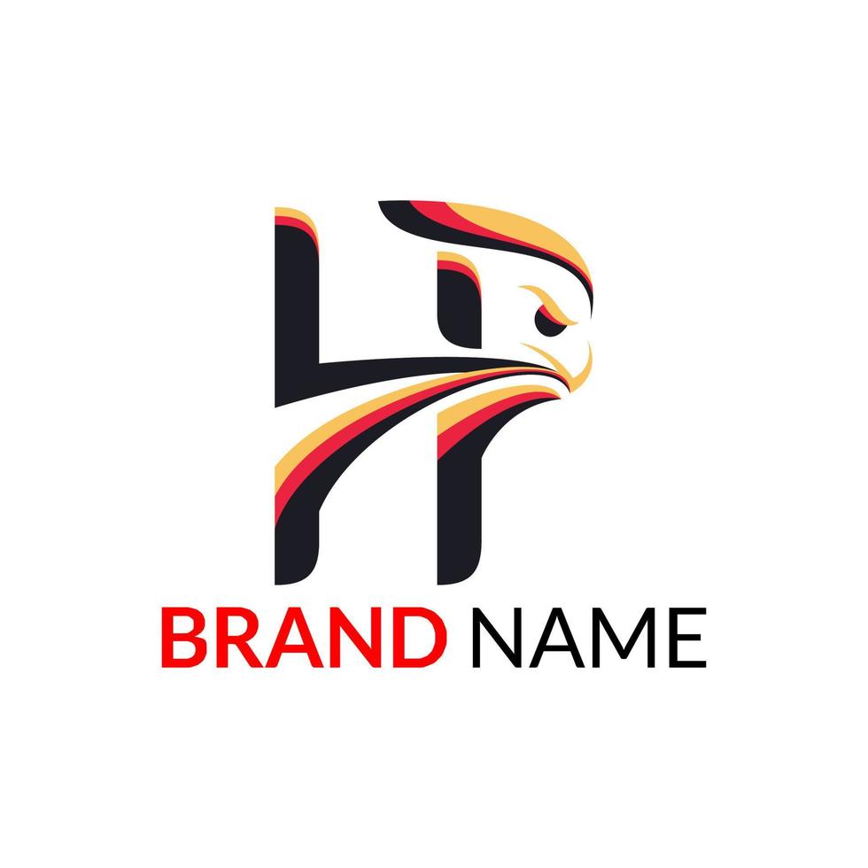 letra h combinada con el logo de la cabeza de águila vector