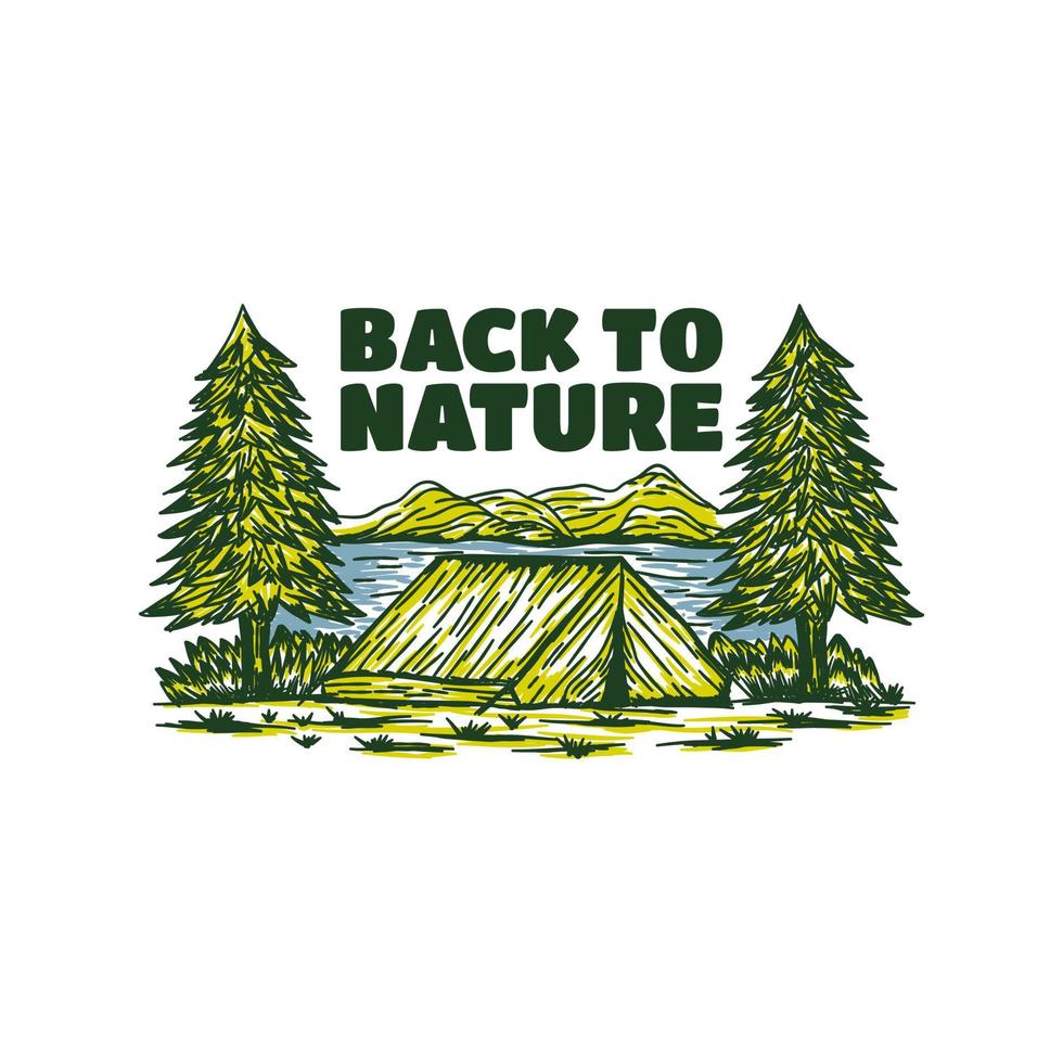 vintage hand drawn camping logo design vector