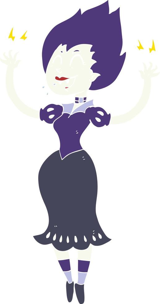 flat color illustration of a cartoon vampire girl vector