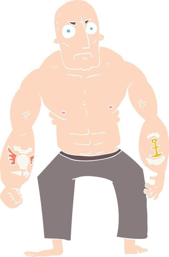 flat color illustration of a cartoon tough man vector