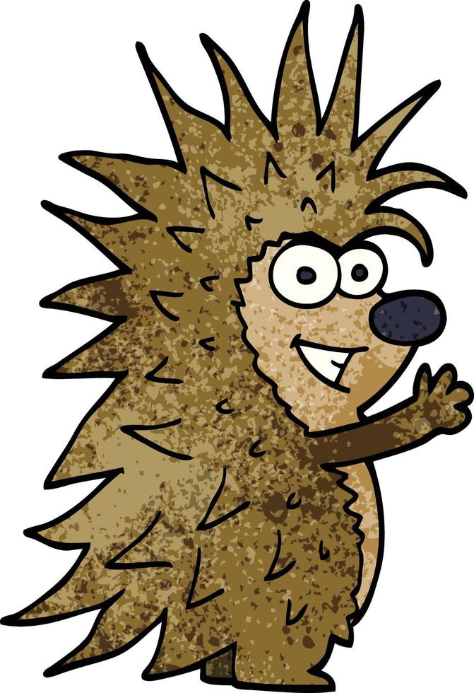 cartoon doodle spiky hedgehog vector