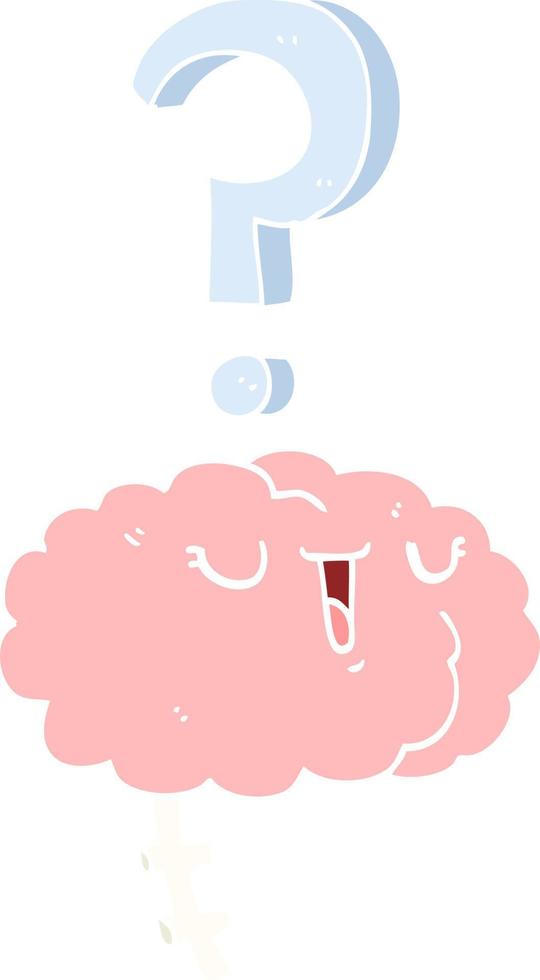 flat color style cartoon curious brain vector
