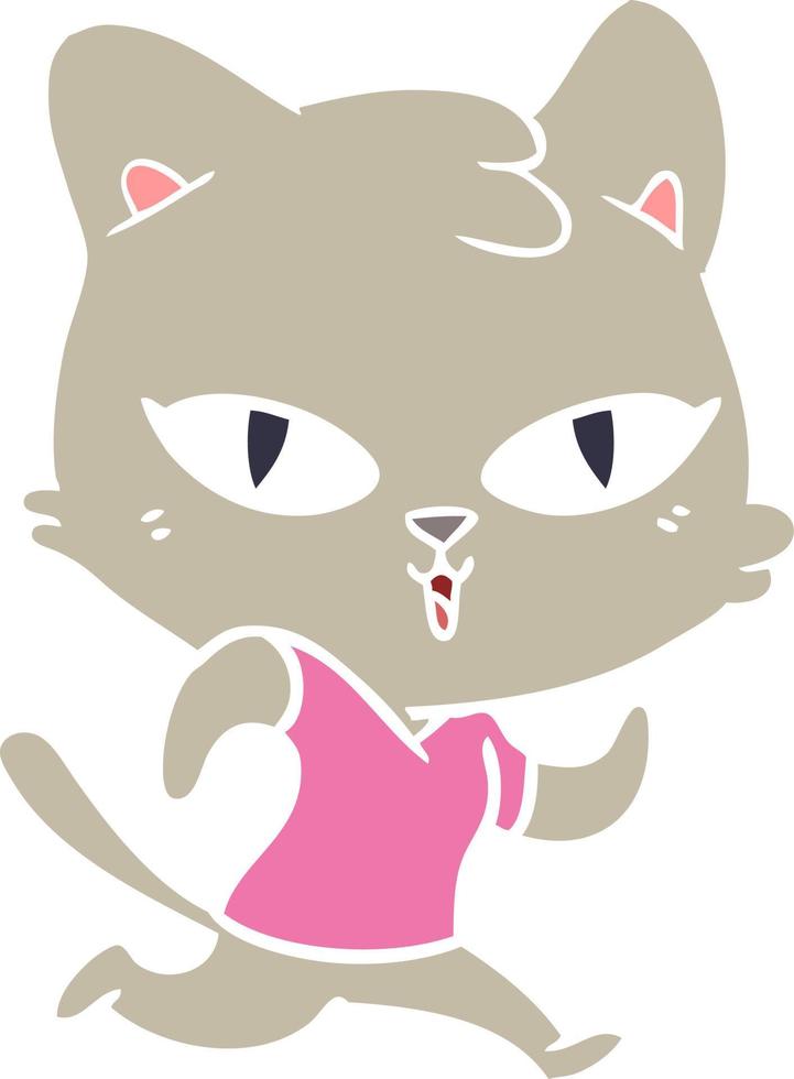 flat color style cartoon cat out for a run vector