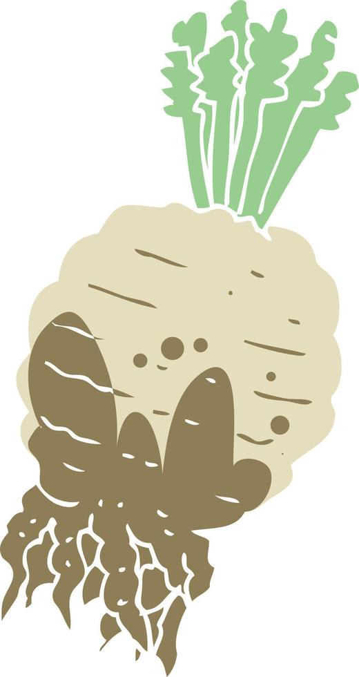 flat color illustration of a cartoon muddy turnip vector