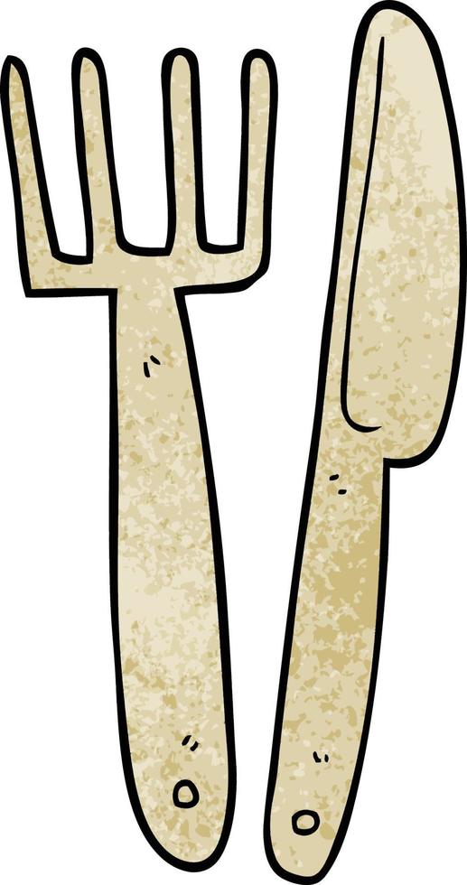 cartoon doodle plastic knife and fork vector