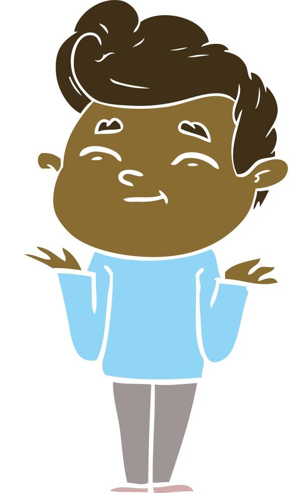 happy flat color style cartoon man shrugging vector