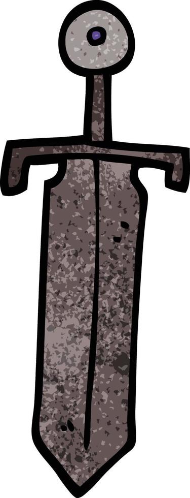 cartoon doodle old sword vector