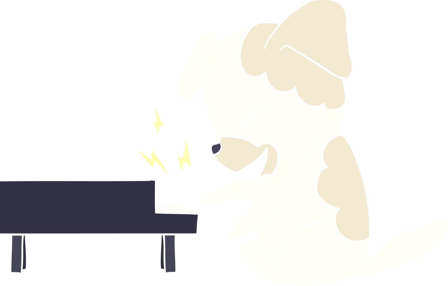perro de dibujos animados de estilo de color plano rockeando en el piano vector