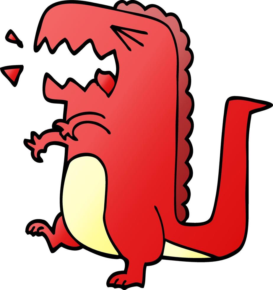 cartoon doodle roaring dinosaur vector