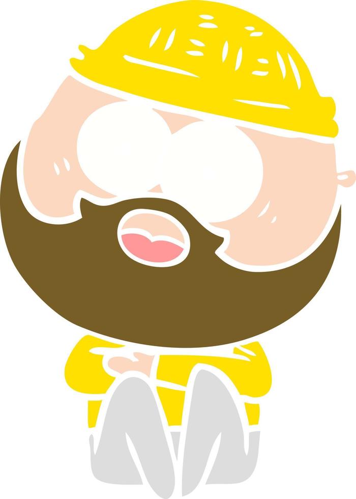 flat color style cartoon surprised bearded man vector