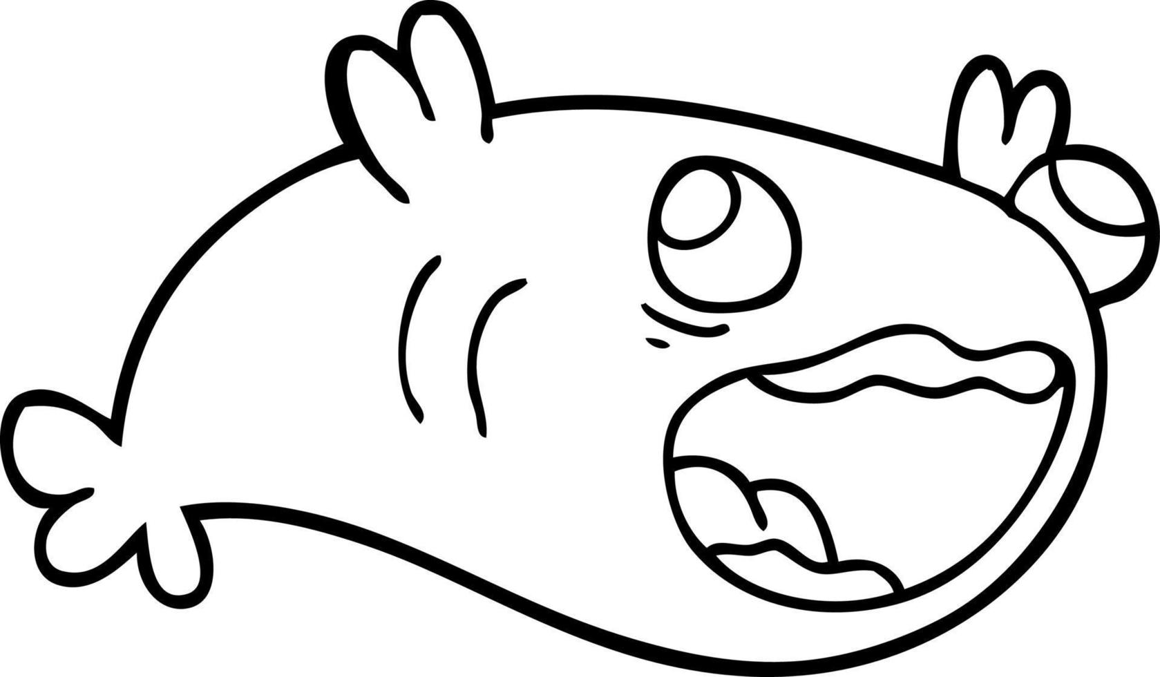 line drawing cartoon of a fish vector