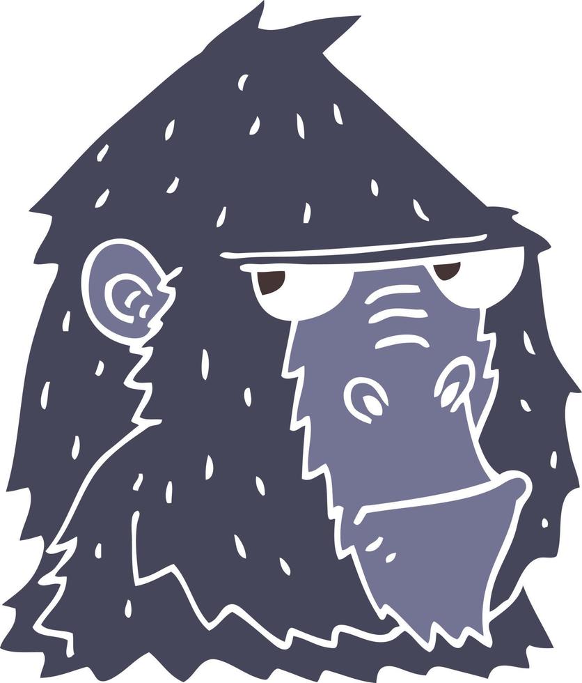 flat color style cartoon angry gorilla face vector