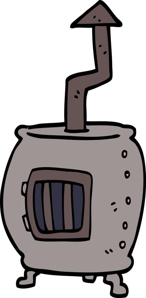 cartoon doodle pot bellied stove vector