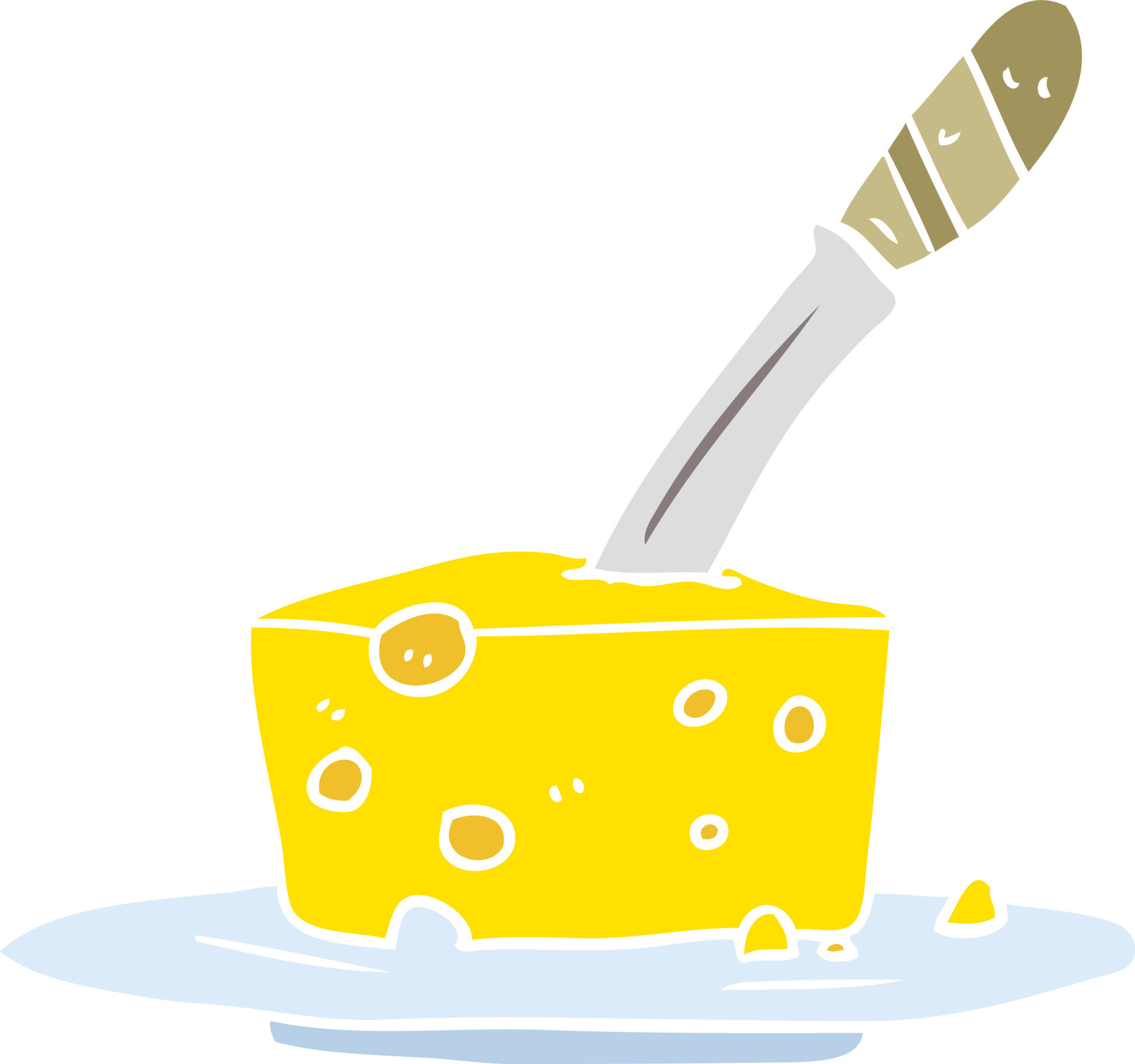 flat color style cartoon knife in block of cheese 12213038 Vector Art at  Vecteezy