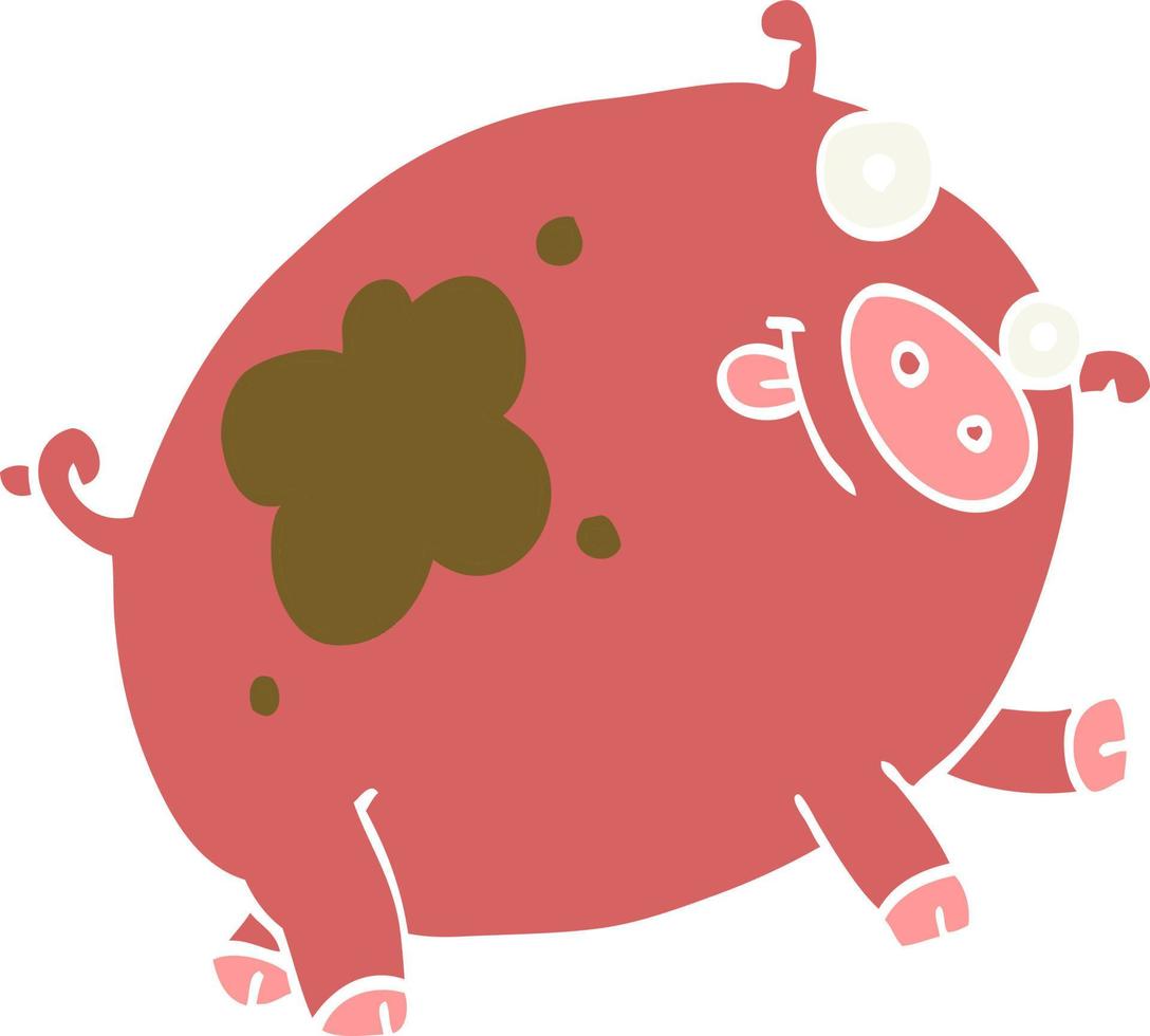 flat color style cartoon pig vector