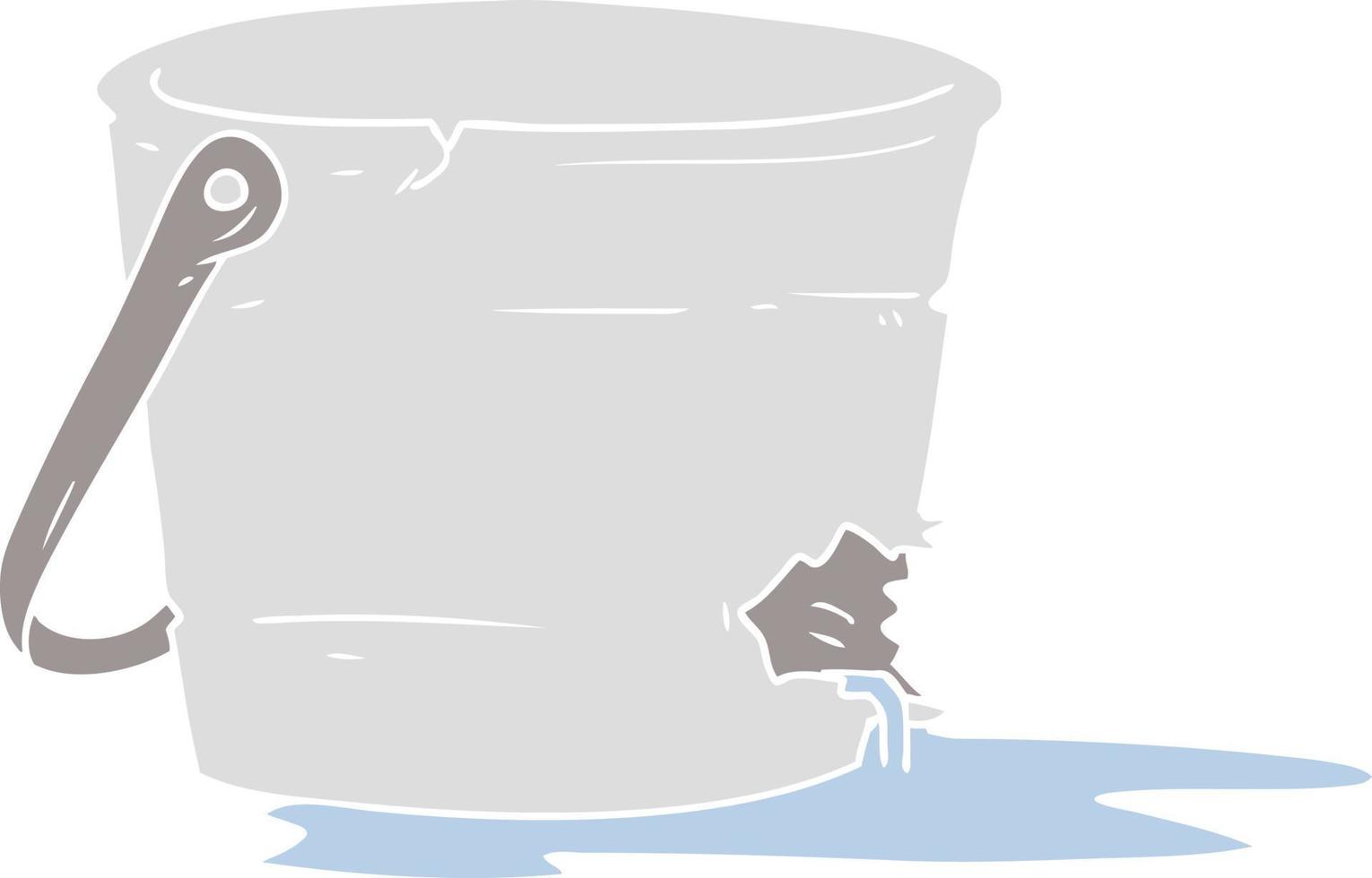 broken bucket flat color style cartoon vector