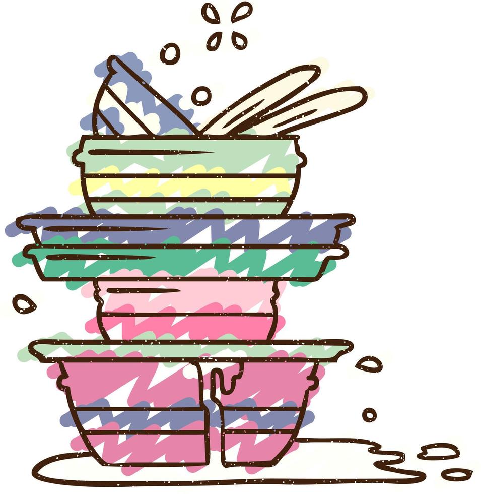 Washing Up Chalk Drawing vector