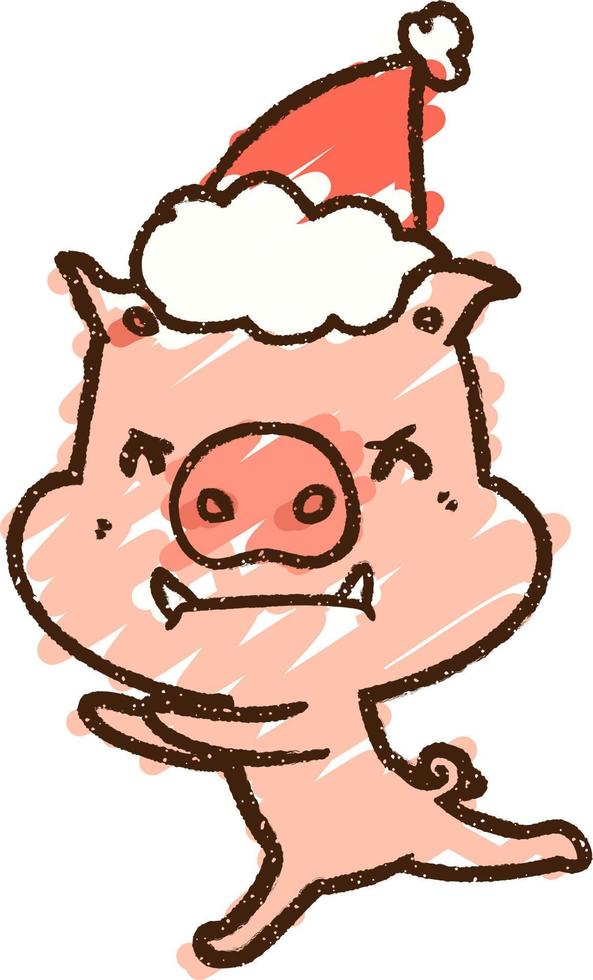 Christmas Pig Chalk Drawing vector