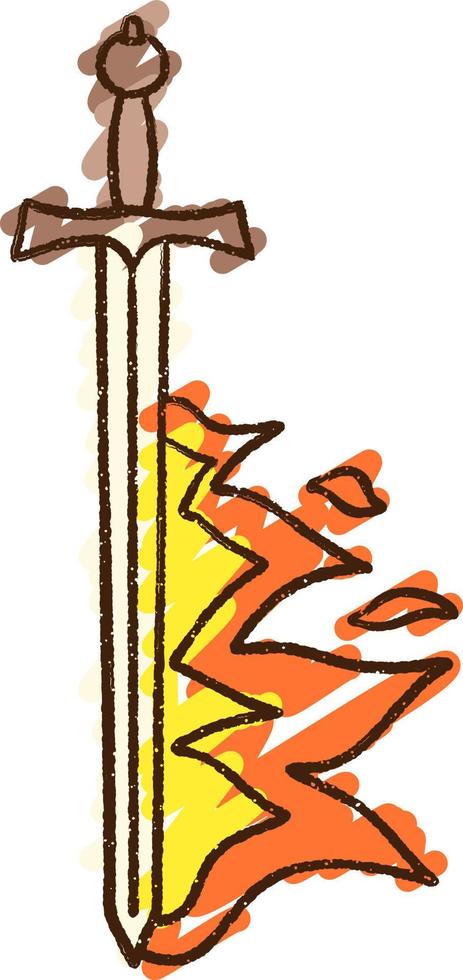 Flaming Sword Chalk Drawing vector