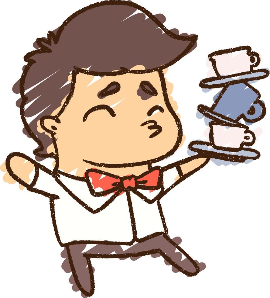 Waiter Chalk Drawing vector