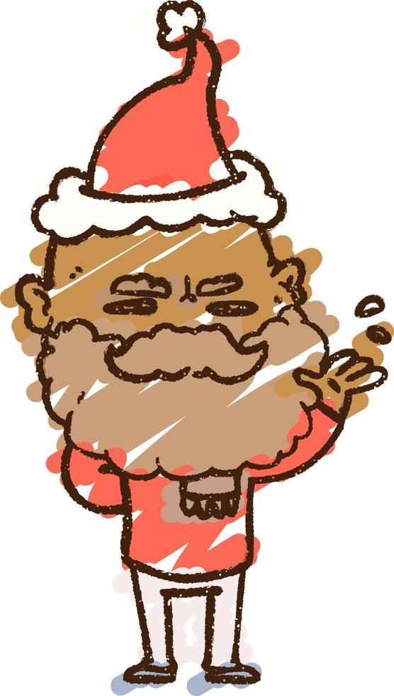 dibujo de tiza de hombre de navidad vector