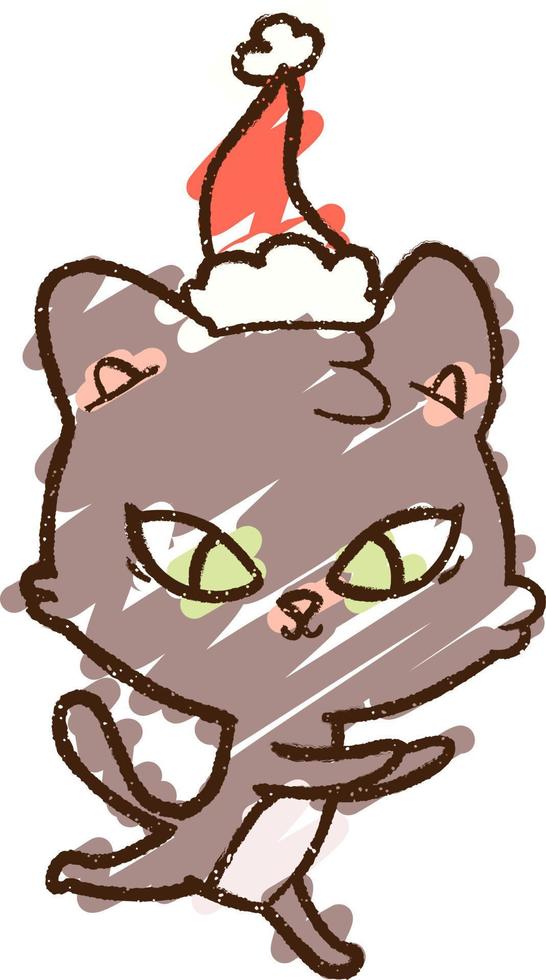 Christmas Cat Chalk Drawing vector