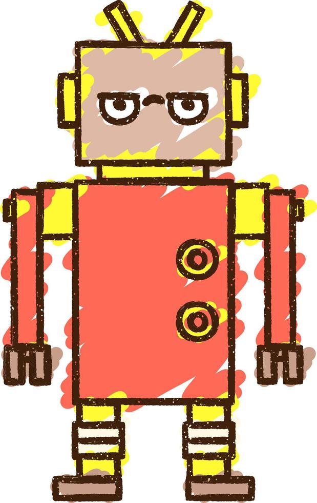 dibujo de tiza de robot vector