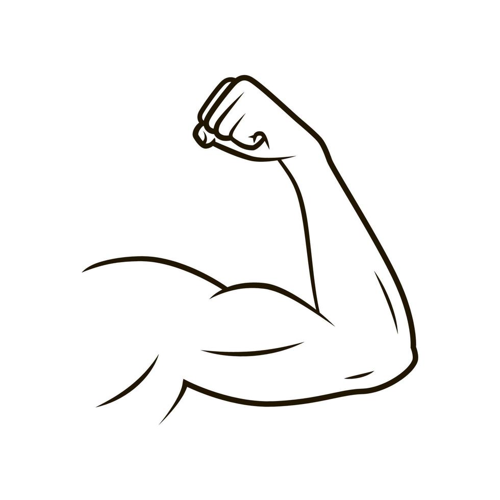 Strong hand muscles line art vector
