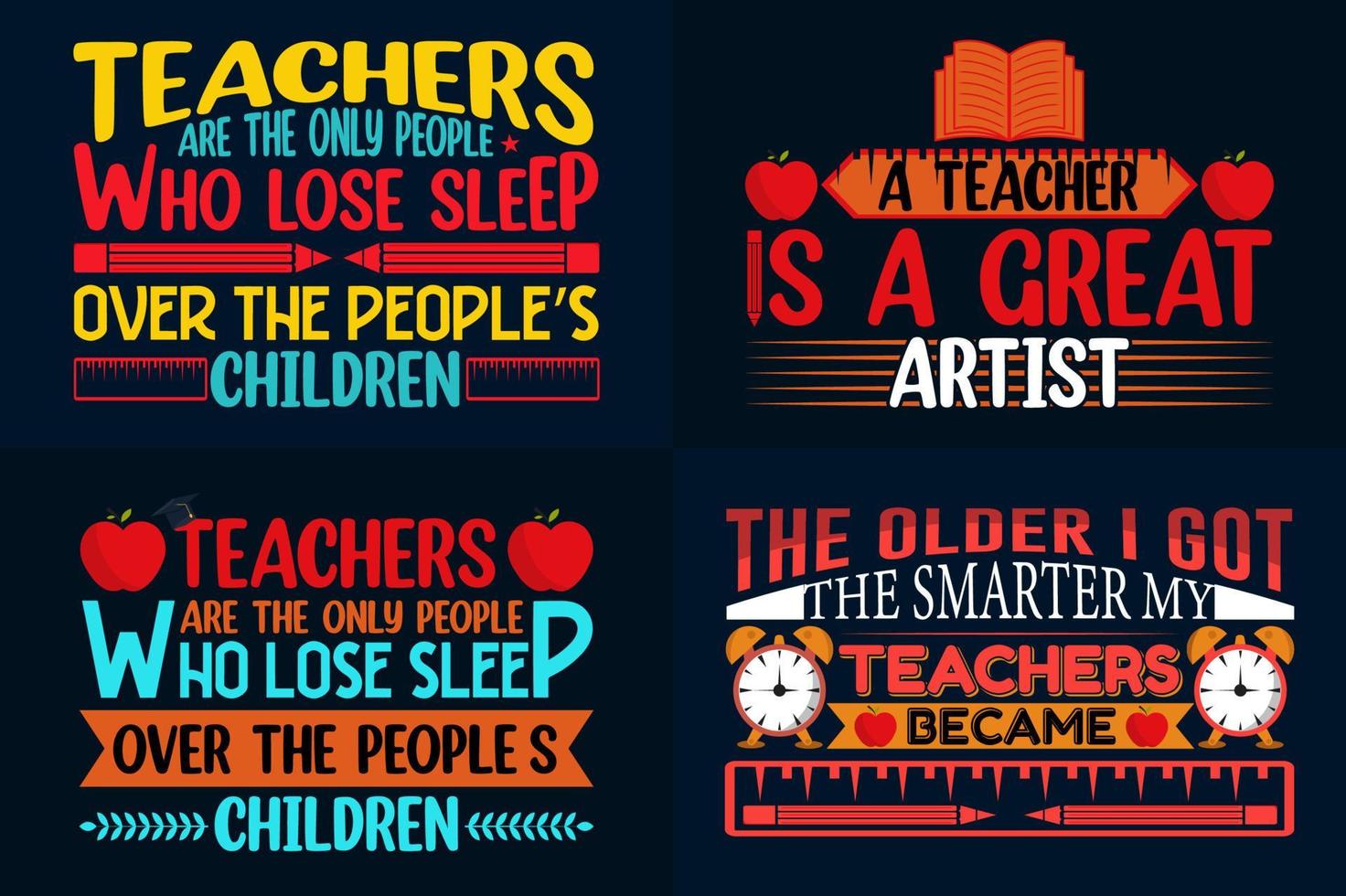 Teacher's Day T-shirt Design Bundle, Educational T-shirt Design Bundle vector
