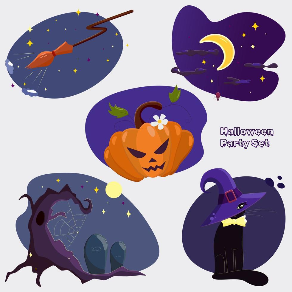 The halloween flat cartoon set vector