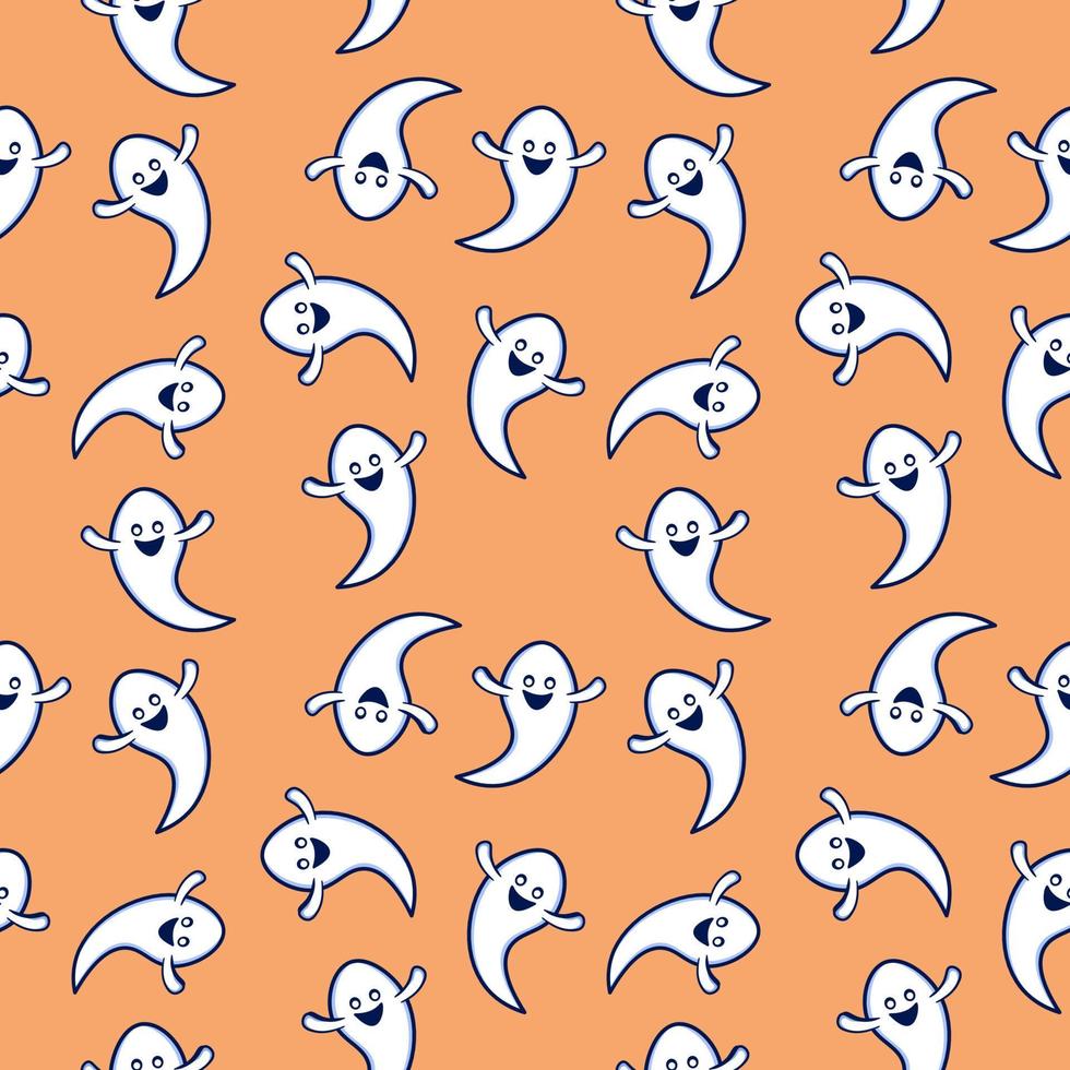 Halloween background with white ghosts pattern seamless illustration vector