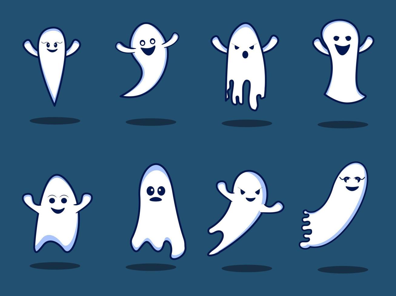 Collection of hand drawn halloween ghost free design illustration vector
