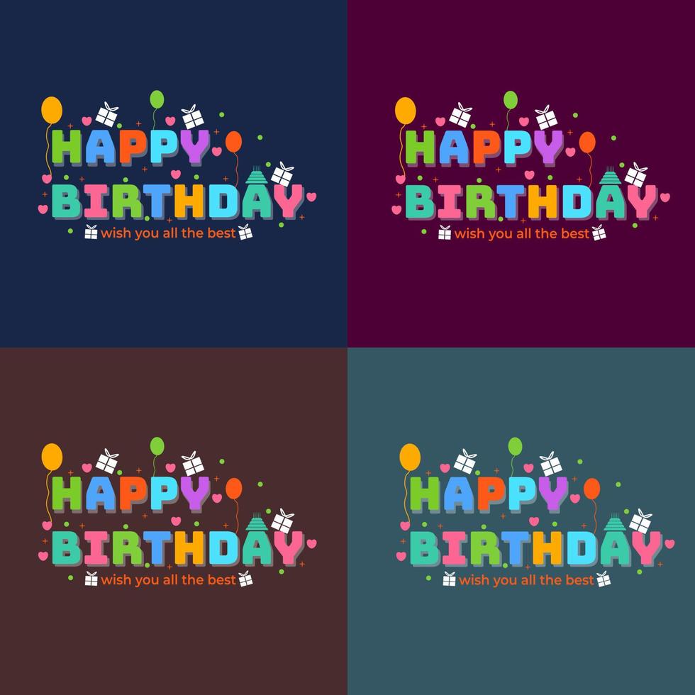 diseño de texto de feliz cumpleaños, para tarjeta de cumpleaños vector